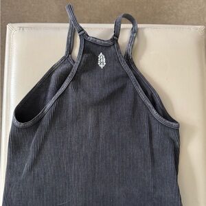 Free People Women's Black Ribbed Cropped Tank Top
